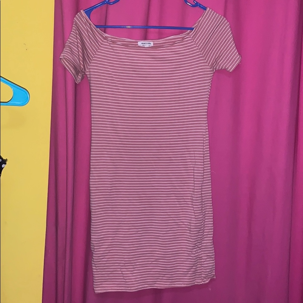 Hearts & Hips pink striped mini dress
